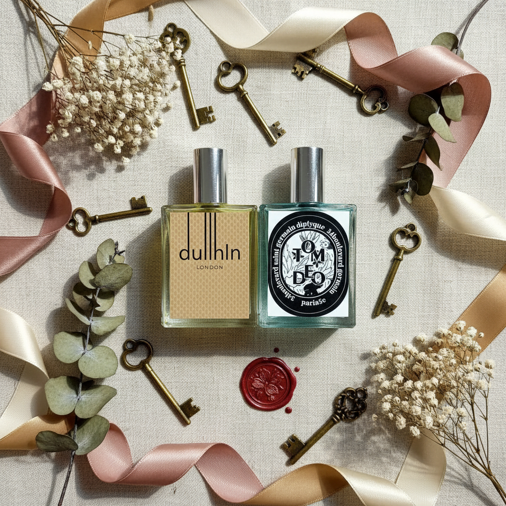 Artistic flat lay with decorative elements