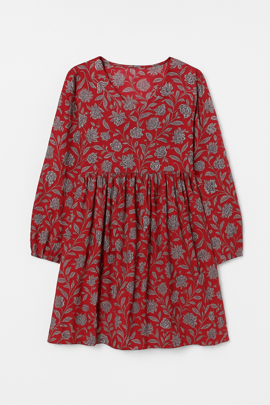 Red Floral Dress Product Photo
