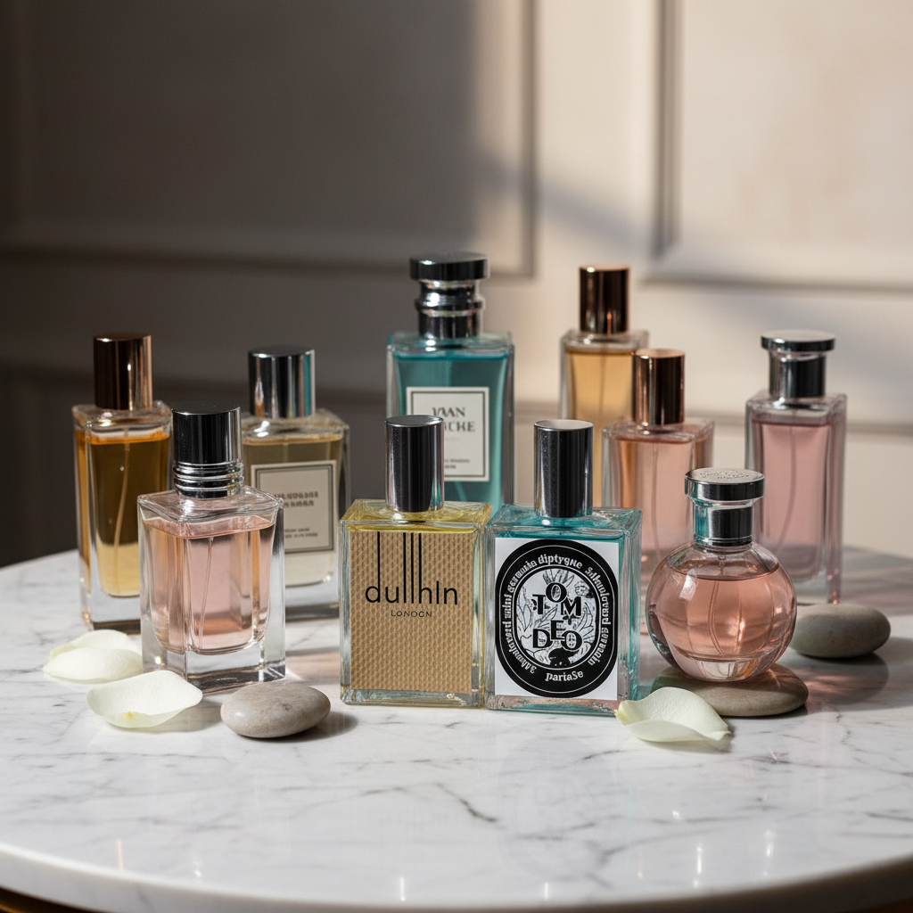 Luxurious perfume collection display